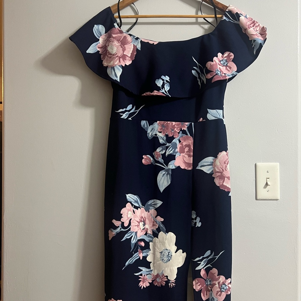 Premier Navy and Pink Floral Midi Dress